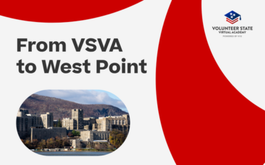 Blog post image with a picture of West Point, the VSVA logo, and text that reads "From VSVA to West Point"